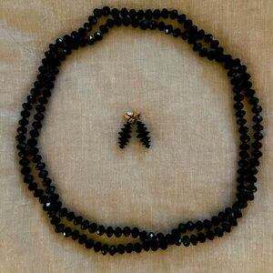 Czech bead black vintage necklace and earring set